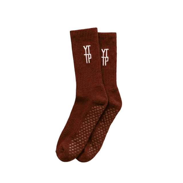 YTTP Brown Pilates Grip Socks