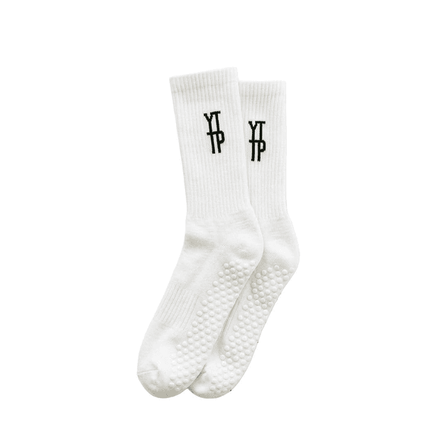 YTTP White Pilates Grip Socks