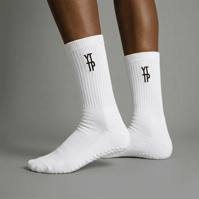 YTTP White Pilates Grip Socks